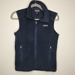 Patagonia Synchilla Women's Navy Fleece Full Zip Vest size XS #23015 EUC Logo